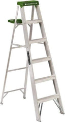 Louisville - 5 Steps, 6' High, Type II Rating, Aluminum Step Ladder - 225 Lb Capacity, 21-13/16" Base Width - Industrial Tool & Supply