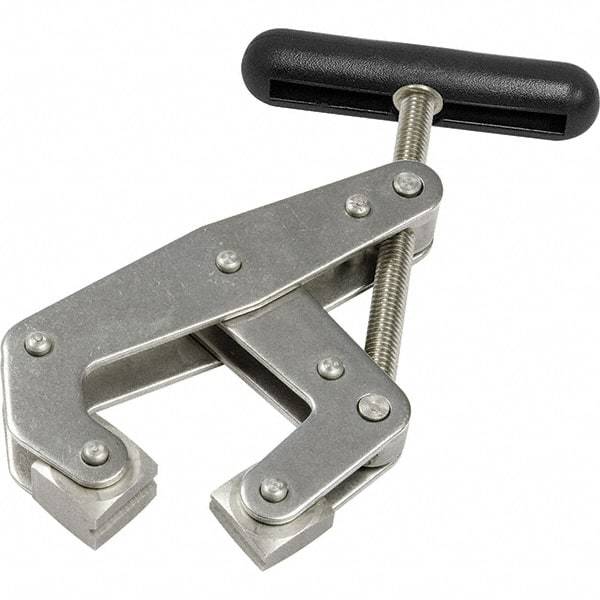 Kant Twist - 1,500 Lb, 3" Max Opening, 1-1/4" Open Throat Depth, 1-1/2" Closed Throat Depth, Cantilever Clamp - Stainless Steel Jaw, T-Handle, 1-1/8" Max Width - Industrial Tool & Supply
