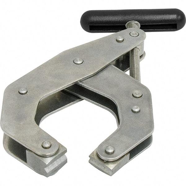 Kant Twist - 1,500 Lb, 4-1/2" Max Opening, 2-3/8" Open Throat Depth, 2-1/2" Closed Throat Depth, Cantilever Clamp - Stainless Steel Jaw, T-Handle, 1-1/8" Max Width - Industrial Tool & Supply