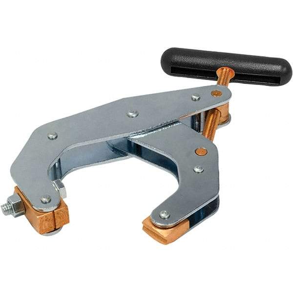 Kant Twist - 1,700 Lb, 4-1/2" Max Opening, 2-3/8" Open Throat Depth, 2-5/8" Closed Throat Depth, Cantilever Clamp - Copper Plated Steel Jaw, T-Handle, 1-1/8" Max Width - Industrial Tool & Supply