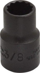 Proto - 3/8", 3/8" Drive, Standard Hand Socket - 12 Points, 1-3/32" OAL, Alloy Steel, Black Finish - Industrial Tool & Supply