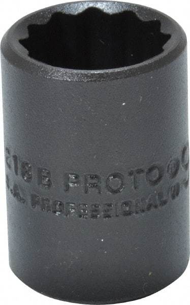 Proto - 9/16", 3/8" Drive, Standard Hand Socket - 12 Points, 1-1/8" OAL, Alloy Steel, Black Finish - Industrial Tool & Supply