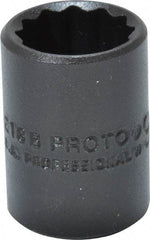 Proto - 9/16", 3/8" Drive, Standard Hand Socket - 12 Points, 1-1/8" OAL, Alloy Steel, Black Finish - Industrial Tool & Supply