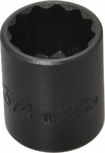 Proto - 3/4", 3/8" Drive, Standard Hand Socket - 12 Points, 1-3/16" OAL, Alloy Steel, Black Finish - Industrial Tool & Supply