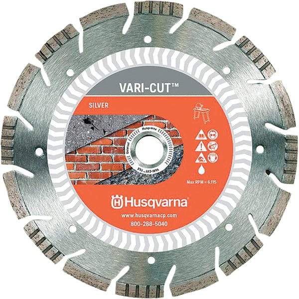 Husqvarna - 10" Diam, 5/8 & 7/8" Arbor Hole Diam, Continuous Edge Tooth Wet & Dry Cut Saw Blade - Diamond-Tipped, Fast Cutting Action, Standard Round Arbor - Industrial Tool & Supply