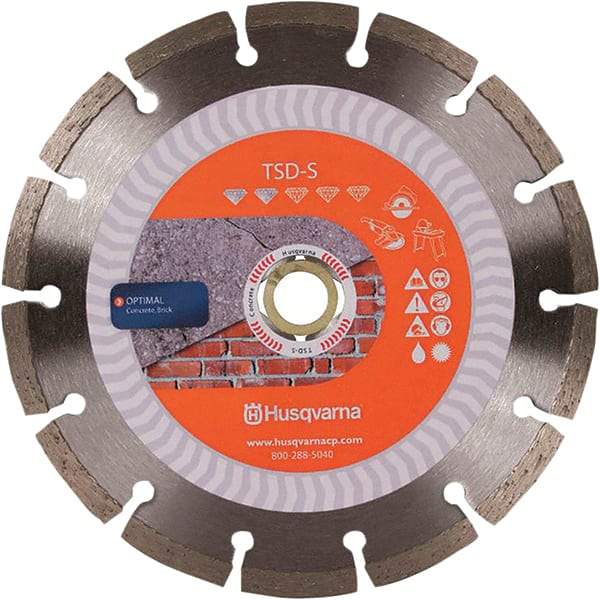 Husqvarna - 10" Diam, 5/8 & 7/8" Arbor Hole Diam, Continuous Edge Tooth Wet & Dry Cut Saw Blade - Diamond-Tipped, Fast Cutting Action, Standard Round Arbor - Industrial Tool & Supply