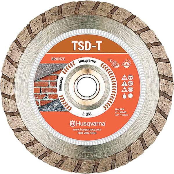 Husqvarna - 4" Diam, 5/8, 7/8 & 25/32" Arbor Hole Diam, Continuous Edge Tooth Wet & Dry Cut Saw Blade - Diamond-Tipped, Fast Cutting & Smooth Action, Standard Round Arbor - Industrial Tool & Supply