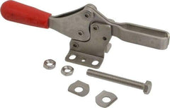 De-Sta-Co - 600 Lb Holding Capacity, Horizontal Handle, Manual Hold Down Toggle Clamp - 56° Handle Movement, 91° Bar Opening, U-Bar, Flanged Base, Electro-Plated Zinc, Stainless Steel - Industrial Tool & Supply
