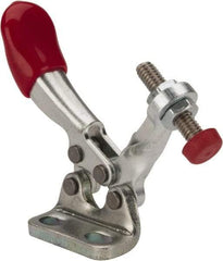 De-Sta-Co - 60 Lb Holding Capacity, Horizontal Handle, Manual Hold Down Toggle Clamp - 82° Handle Movement, 94° Bar Opening, Solid Bar, Right Flanged Base, Electro-Plated Zinc, Carbon Steel - Industrial Tool & Supply