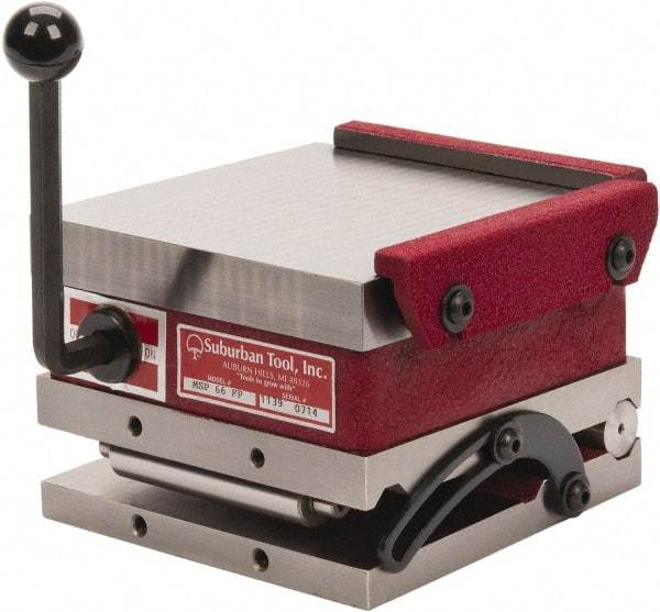 Suburban Tool - 6" Long x 6" Wide x 4-1/4" High, Fine Pole, Steel Sine Plate & Magnetic Chuck Combo - 0.0002" Tolerance, Square to 0.0002", (2) Rails & Handle - Industrial Tool & Supply