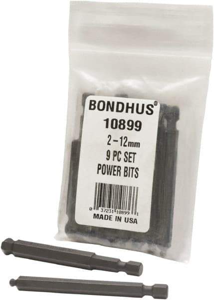 Bondhus - Hex Drive Bit Sets - MP 2-12MM 9PC POWER BIT SET-BONDHUS - Industrial Tool & Supply