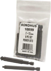Bondhus - Hex Drive Bit Sets - MP 2-12MM 9PC POWER BIT SET-BONDHUS - Industrial Tool & Supply