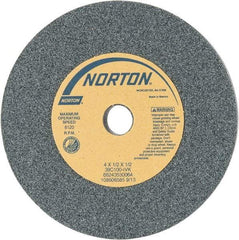 Norton - 4" Diam x 1/2" Hole x 1/2" Thick, I Hardness, 100 Grit Surface Grinding Wheel - Silicon Carbide, Type 1, Fine Grade, 8,120 Max RPM, Vitrified Bond, No Recess - Industrial Tool & Supply