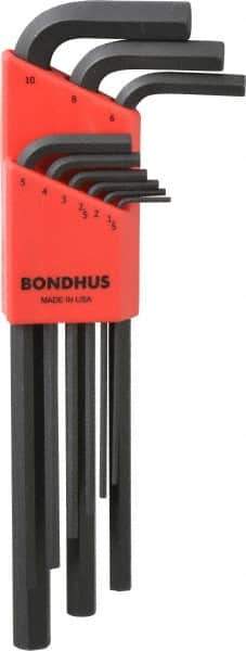 Bondhus - 9 Piece L-Key Hex Key Set - Hex Range 1.5 to 10mm, Protanium - Industrial Tool & Supply