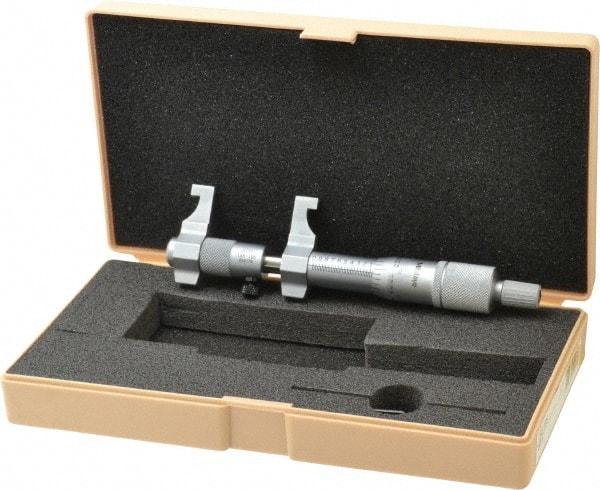 Mitutoyo - 2 to 3 Inch Range, Carbide Satin Chrome Coated, Mechanical Inside Caliper Micrometer - 0.001 Inch Graduation, 0.0004 Inch Accuracy - Industrial Tool & Supply