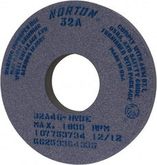 Norton - 14" Diam x 5" Hole x 1-1/2" Thick, H Hardness, 46 Grit Surface Grinding Wheel - Aluminum Oxide, Type 1, Coarse Grade, 1,800 Max RPM, Vitrified Bond, No Recess - Industrial Tool & Supply