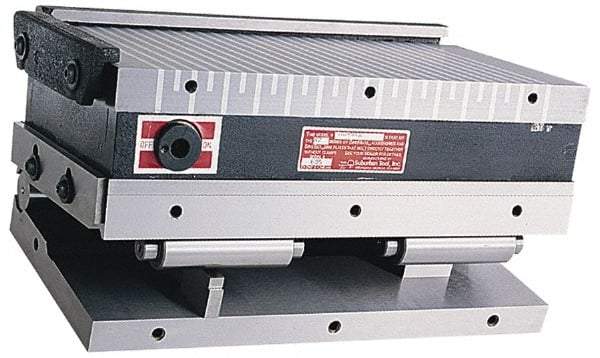 Suburban Tool - 6" Long x 6" Wide x 4-1/4" High, Standard Pole, Steel Sine Plate & Magnetic Chuck Combo - 0.0002" Tolerance, Square to 0.0002", (2) Rails & Handle - Industrial Tool & Supply