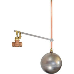 Control Devices - 1/2" Pipe, Brass & Bronze, Globe Pattern-Single Seat, Mechanical Float Valve - 100 psi, FIP x FIP End Connections - Industrial Tool & Supply