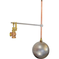 Control Devices - 3/4" Pipe, Brass & Bronze, Angle Pattern-Single Seat, Mechanical Float Valve - 100 psi, FIP x FIP End Connections - Industrial Tool & Supply