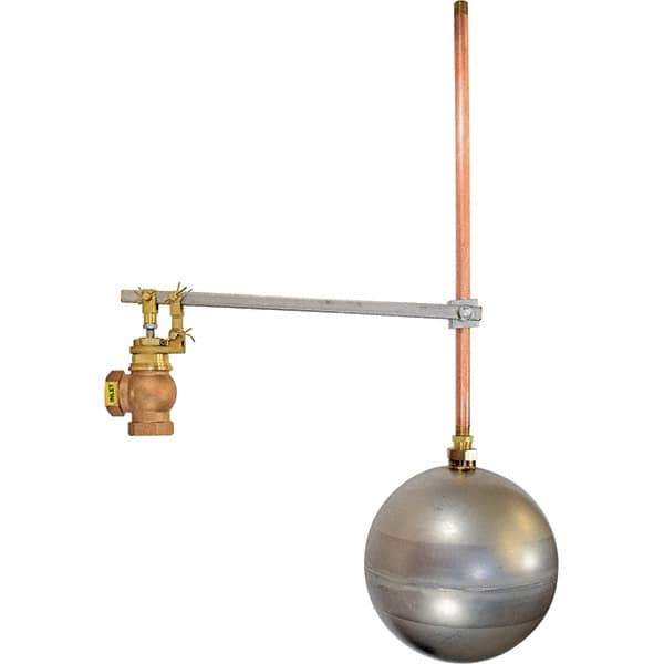 Control Devices - 3/4" Pipe, Brass & Bronze, Angle Pattern-Single Seat, Mechanical Float Valve - 100 psi, FIP x FIP End Connections - Industrial Tool & Supply
