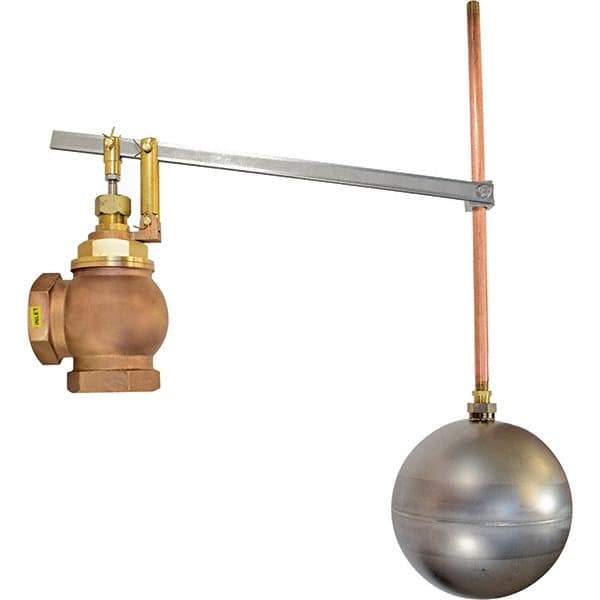 Control Devices - 2" Pipe, Brass & Bronze, Angle Pattern-Single Seat, Mechanical Float Valve - 75 psi, FIP x FIP End Connections - Industrial Tool & Supply