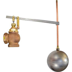 Control Devices - 2" Pipe, Brass & Bronze, Angle Pattern-Single Seat, Mechanical Float Valve - 75 psi, FIP x FIP End Connections - Industrial Tool & Supply