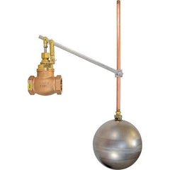 Control Devices - 1-1/2" Pipe, Brass & Bronze, Globe Pattern-Single Seat, Mechanical Float Valve - 100 psi, FIP x FIP End Connections - Industrial Tool & Supply