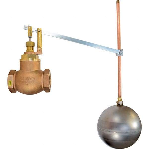 Control Devices - 2" Pipe, Brass & Bronze, Globe Pattern-Single Seat, Mechanical Float Valve - 75 psi, FIP x FIP End Connections - Industrial Tool & Supply