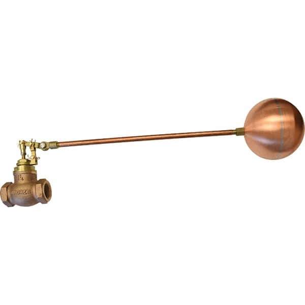 Control Devices - 1-1/4" Pipe, Brass & Bronze, Globe Pattern-Double Seat, Mechanical Float Valve - 100 psi, FIP End Connections - Industrial Tool & Supply
