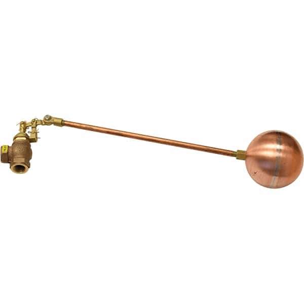Control Devices - 3/4" Pipe, Brass & Bronze, Angle Pattern-Double Seat, Mechanical Float Valve - 100 psi, FIP End Connections - Industrial Tool & Supply