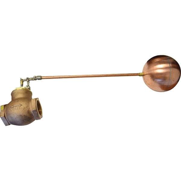 Control Devices - 2" Pipe, Brass & Bronze, Globe Pattern-Double Seat, Mechanical Float Valve - 75 psi, FIP End Connections - Industrial Tool & Supply