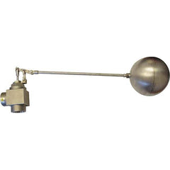 Control Devices - 1-1/2" Pipe, Stainless Steel, Angle Pattern-Double Seat, Mechanical Float Valve - 100 psi, FIP End Connections - Industrial Tool & Supply