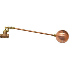 Control Devices - 3/4" Pipe, Brass & Bronze, Globe Pattern-Double Seat, Mechanical Float Valve - 100 psi, FIP End Connections - Industrial Tool & Supply