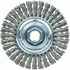 Weiler - 4" OD, 5/8-11 Arbor Hole, Stringer Bead Steel Wheel Brush - 3/16" Face Width, 7/8" Trim Length, 20,000 RPM - Industrial Tool & Supply