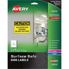 AVERY - Pack of (15), 7" x 10" White Polyester Durable Square Labels - Industrial Tool & Supply