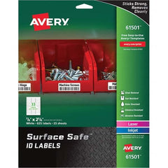 AVERY - Pack of (825), 7/8" x 2-5/8" White Polyester Durable Square Labels - Industrial Tool & Supply