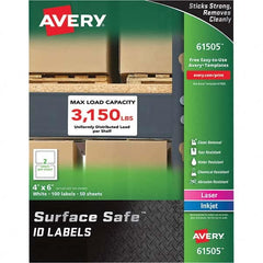 AVERY - Pack of (100), 4" x 6" White Polyester Durable Square Labels - Industrial Tool & Supply