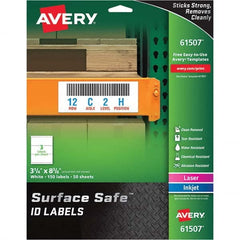 AVERY - Pack of (150), 3-1/4" x 8-3/8" White Polyester Durable Square Labels - Industrial Tool & Supply