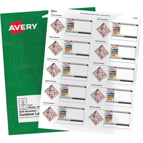 AVERY - Pack of (250), 2" x 4" White Paper ID Labels - Industrial Tool & Supply