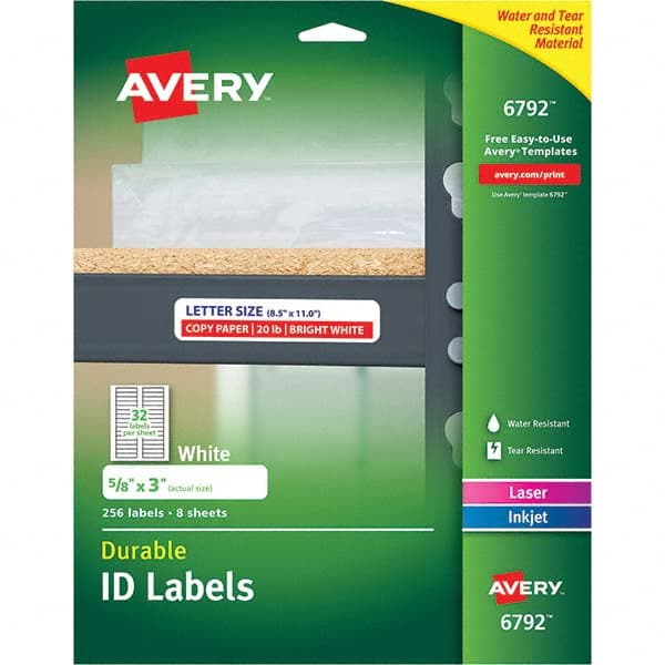 AVERY - Pack of (256), 5/8" x 3" White Paper Multipurpose Labels - Industrial Tool & Supply