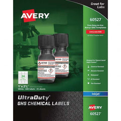 AVERY - Pack of (600), 1" x 2-1/2" White Synthetic Film ID Labels - Industrial Tool & Supply