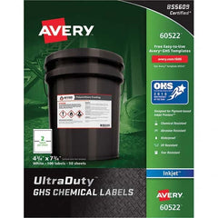 AVERY - Pack of (100), 4-3/4" x 7-3/4" White Synthetic Film ID Labels - Industrial Tool & Supply