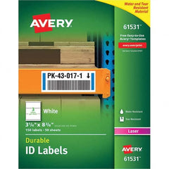 AVERY - Pack of (150), 3-1/4" x 8-3/8" White Paper Durable Square Labels - Industrial Tool & Supply