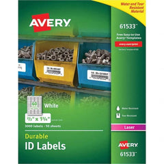 AVERY - Pack of (3000), 0.67" x 1-3/4" White Paper Durable Square Labels - Industrial Tool & Supply