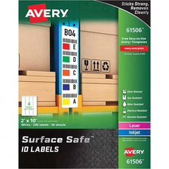 AVERY - Pack of (200), 2" x 10" White Polyester Durable Square Labels - Industrial Tool & Supply