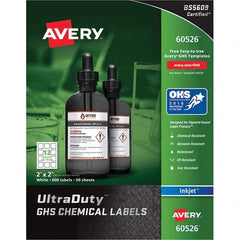 AVERY - Pack of (600), 2" x 2" White Synthetic Film ID Labels - Industrial Tool & Supply