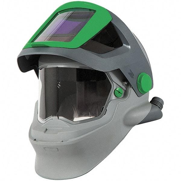 RPB - One Size Fits All, PAPR Compatible Hood with Welding Lens - Super Tough Flame Retardant Nylon, Gray, Green & Black, Adjustable Ratchet, Compatible with RPB Z4 - Industrial Tool & Supply