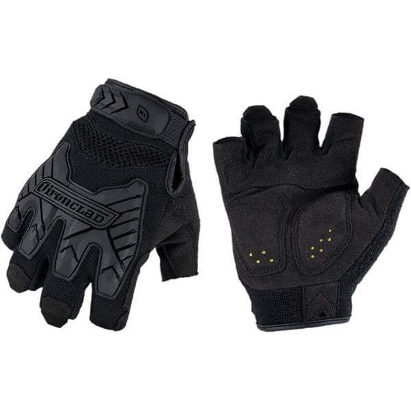ironCLAD - Size 2XL (11) Synthetic Leather Work Gloves - For Mechanic's & Lifting, Uncoated, Hook & Loop Cuff, Fingerless, Black, Paired - Industrial Tool & Supply