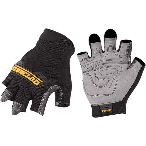 ironCLAD - Size XL (10) Synthetic Work Gloves - For Mechanic's & Lifting, Uncoated, Hook & Loop Cuff, Fingerless, Black, Paired - Industrial Tool & Supply