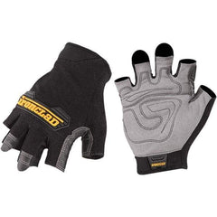 ironCLAD - Size L (9) Synthetic Work Gloves - For Mechanic's & Lifting, Uncoated, Hook & Loop Cuff, Fingerless, Black, Paired - Industrial Tool & Supply